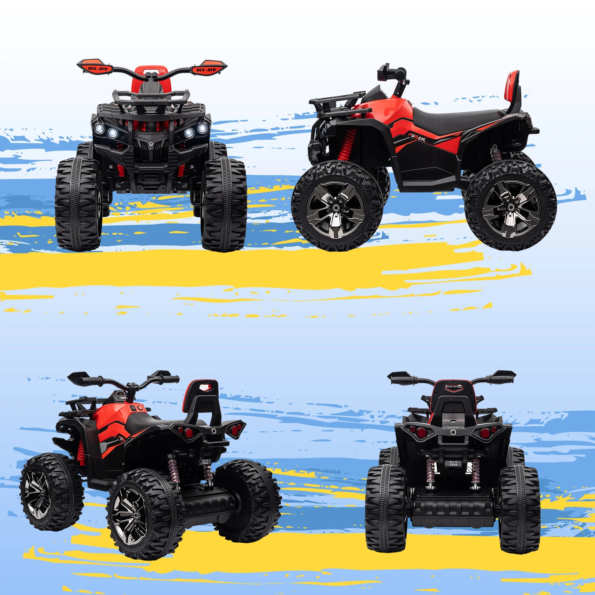 HOMCOM 12V Quad Bike ATV with LED Lights, Music, for Kids