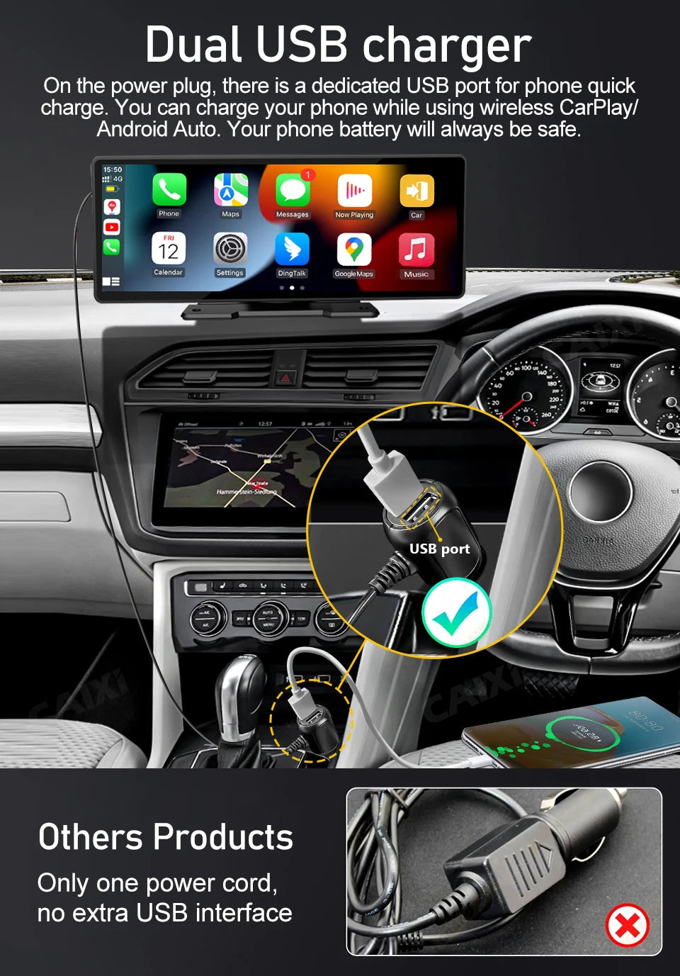 Universal CarPlay Screen — Wireless, Android Auto