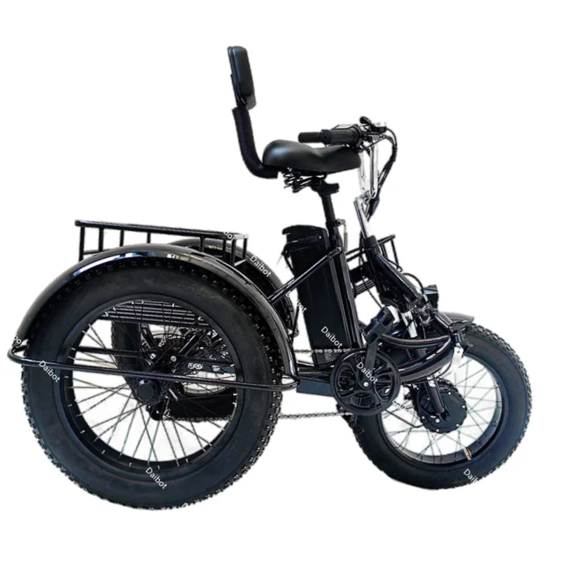 3 Wheel 20 Inch Folding Electric Tricycle Adults Cargo Fat Tire 500w 48v Fatbike Electric Bicycle For Men Removable Battery