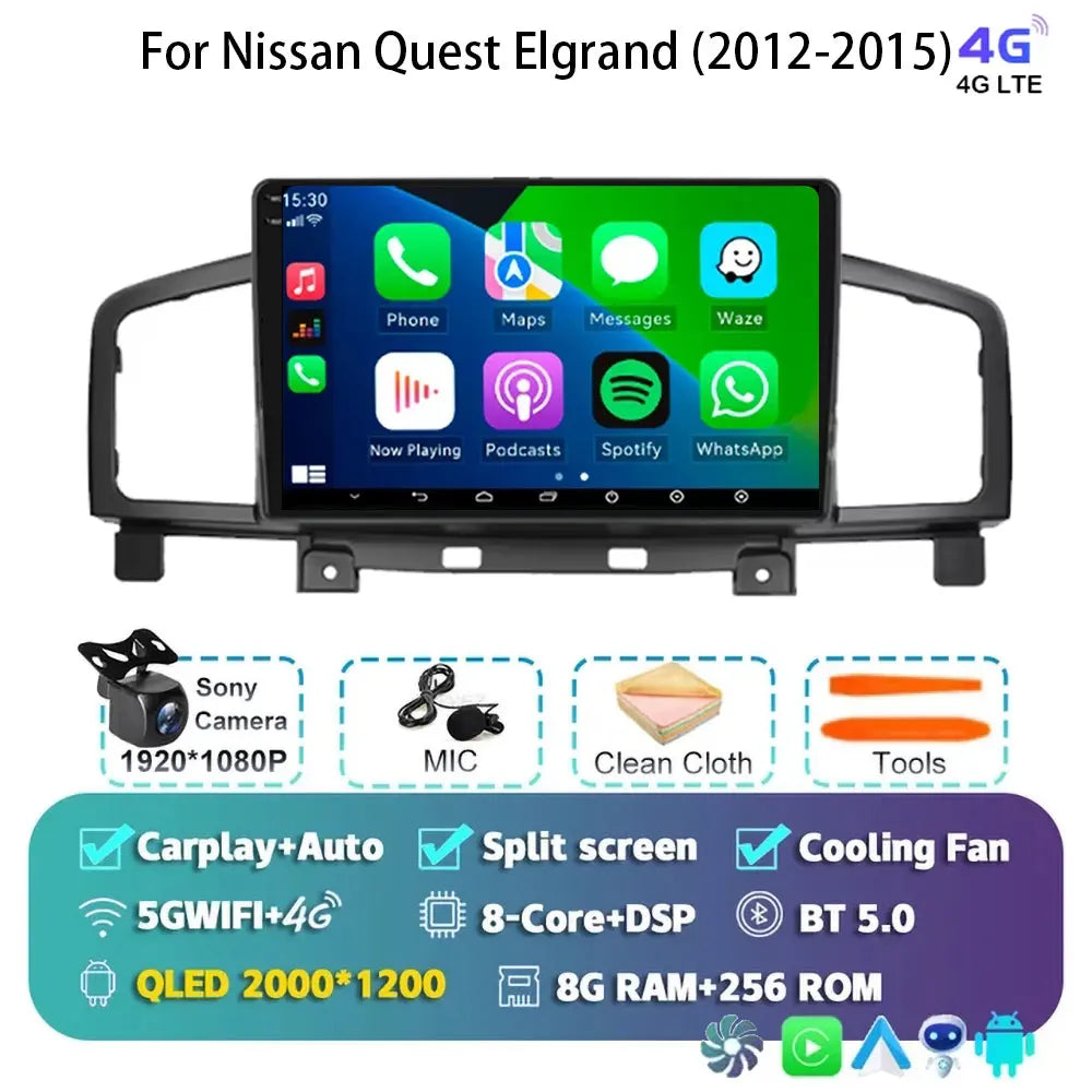 Android 15 Car Radio — Compatible with Nissan Quest | QLED | 5G WiFi