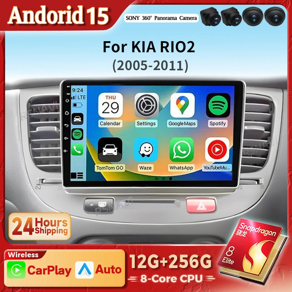 Kia Rio Android 15 — 2K Screen, CarPlay, GPS