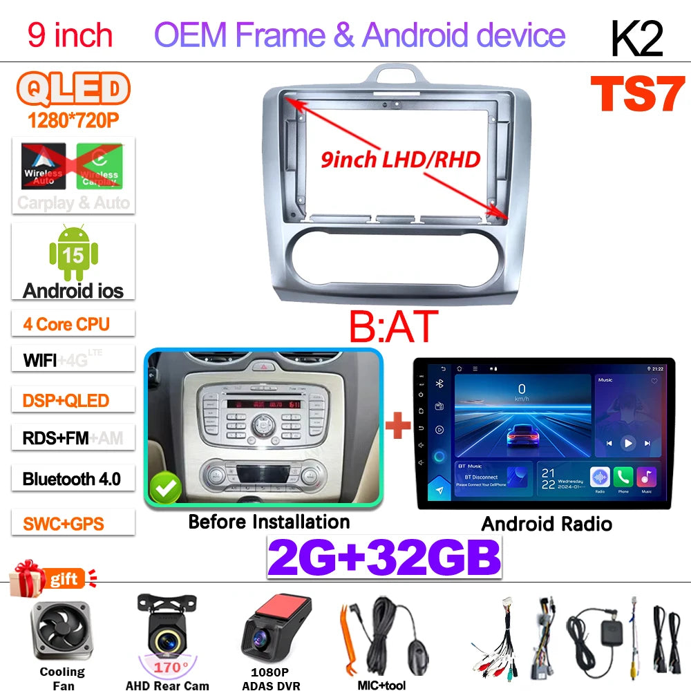 Ford Focus Android 15 — Wireless CarPlay, WiFi