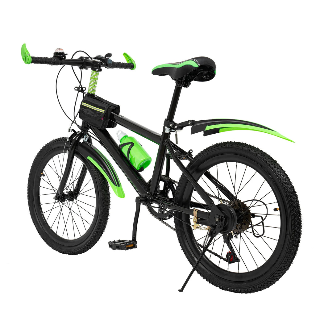 20 Inch Kids Bike Children Bicycle for Boys Girls Ages 8-12 Years Old, MTB Mountain Bike 7 Speed City Bike, GREEB/RED