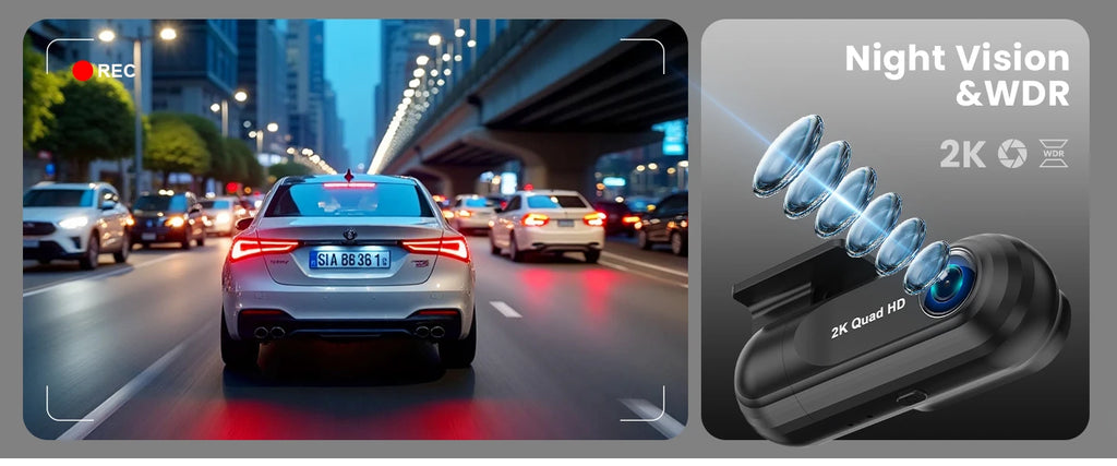 Kocam 2K Dash Cam — WiFi, GPS, Night Vision