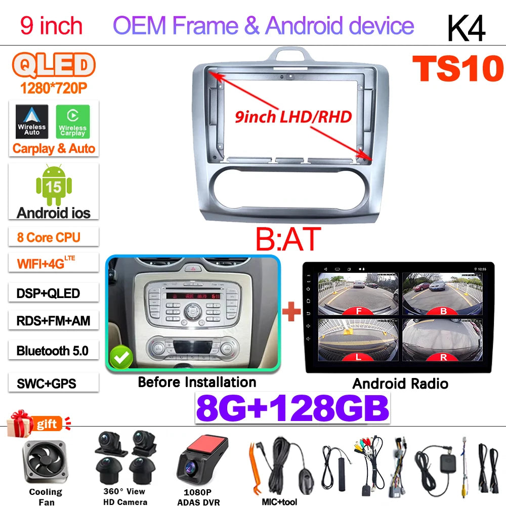 Ford Focus Android 15 — Wireless CarPlay, WiFi