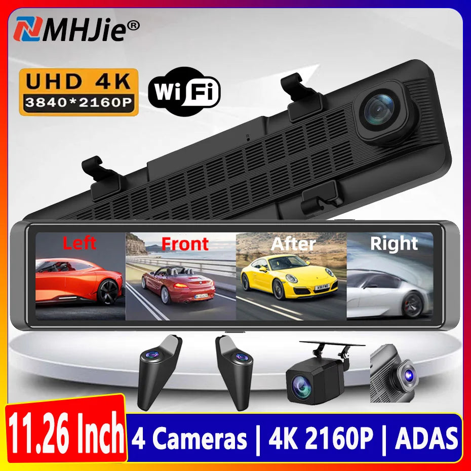11.26" 4K Dash Cam — BSD, ADAS, Night Vision