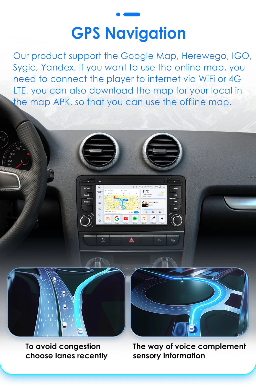 Hizpo Audi A3 — Android Auto, CarPlay, GPS