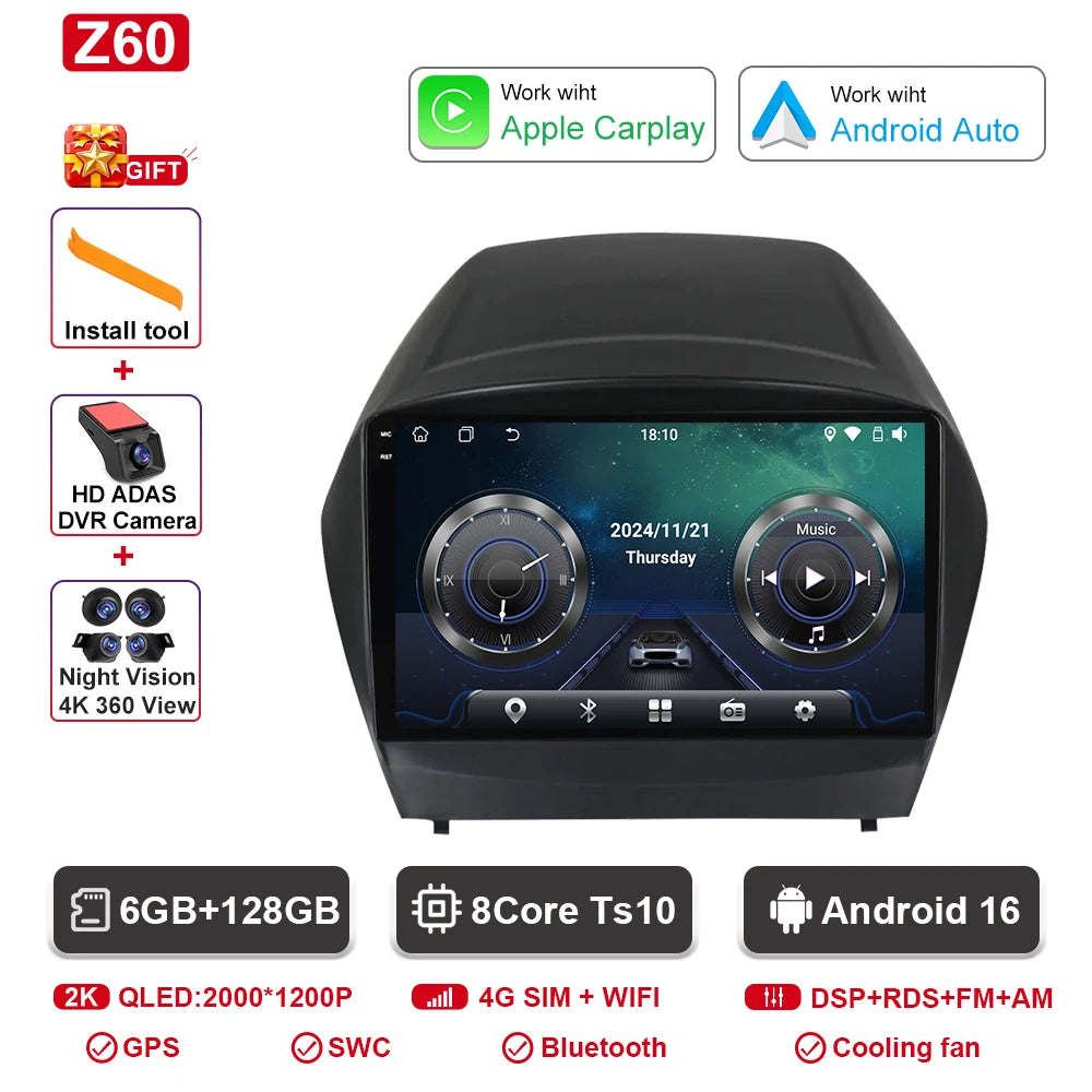 Hyundai Tucson Android 16 — 2K QLED, CarPlay