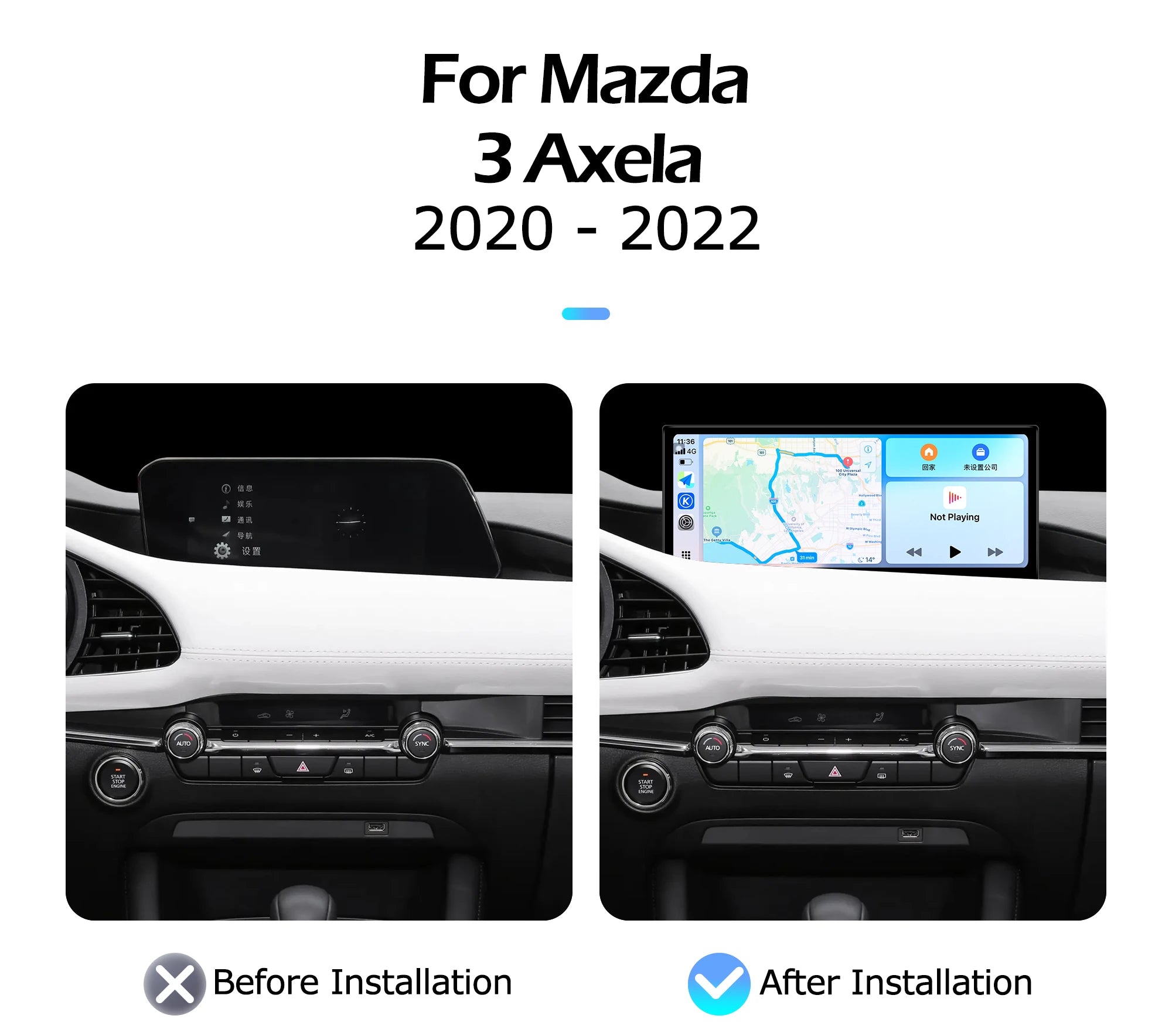 12.3" Android Radio — Mazda 3, QLED GPS