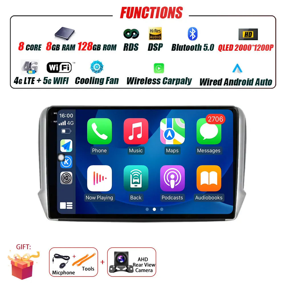 Peugeot 2008/208 — Android 16, CarPlay, GPS