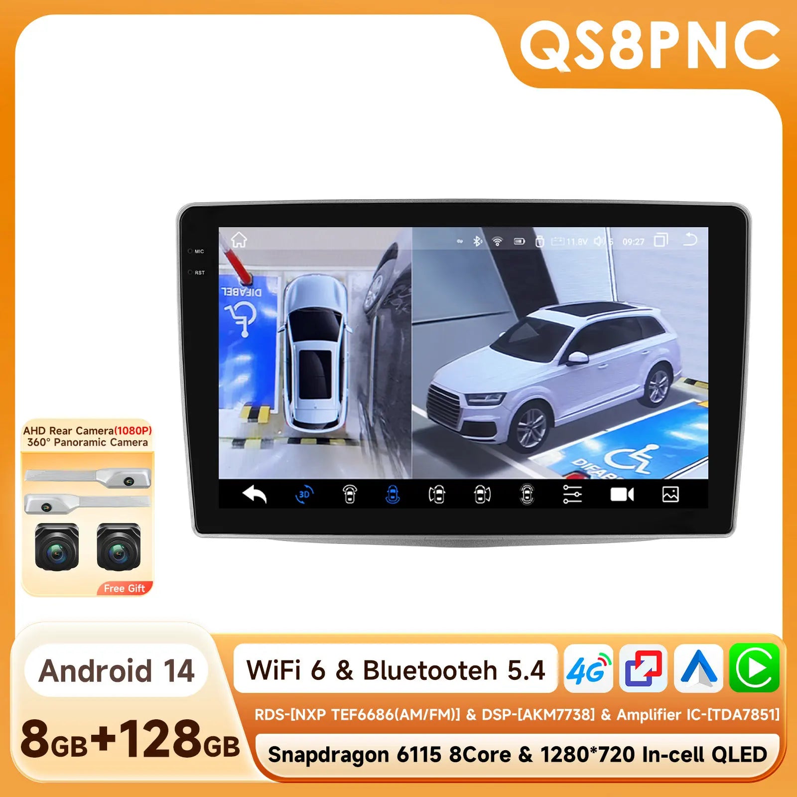 Autoradio Android Hizpo — Alfa Romeo Mito 955 2008-2016, CarPlay sans fil, GPS, DSP, 8 cœurs