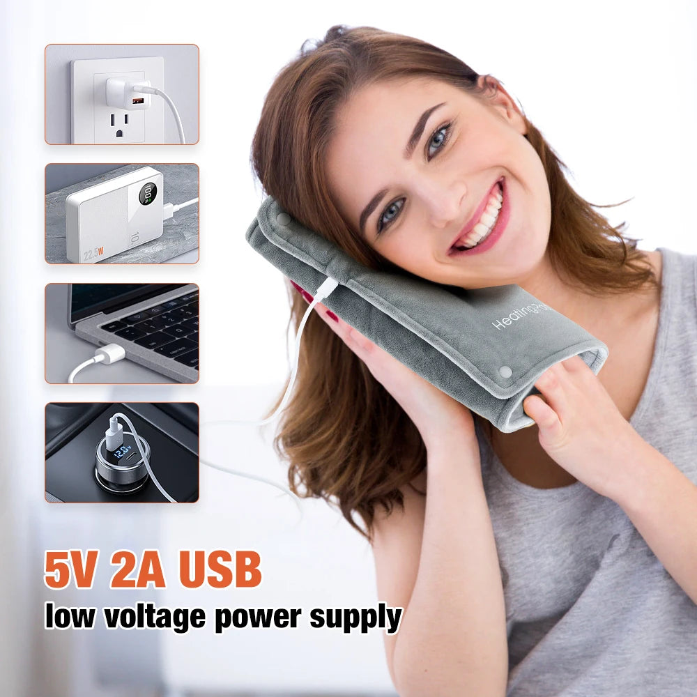 3 Levels Electric Graphene Heating Pad Cold-Proof Uterine Belt Cold-Proof Hand Waist Warming Pad USB Recharging Abdominal Warmer