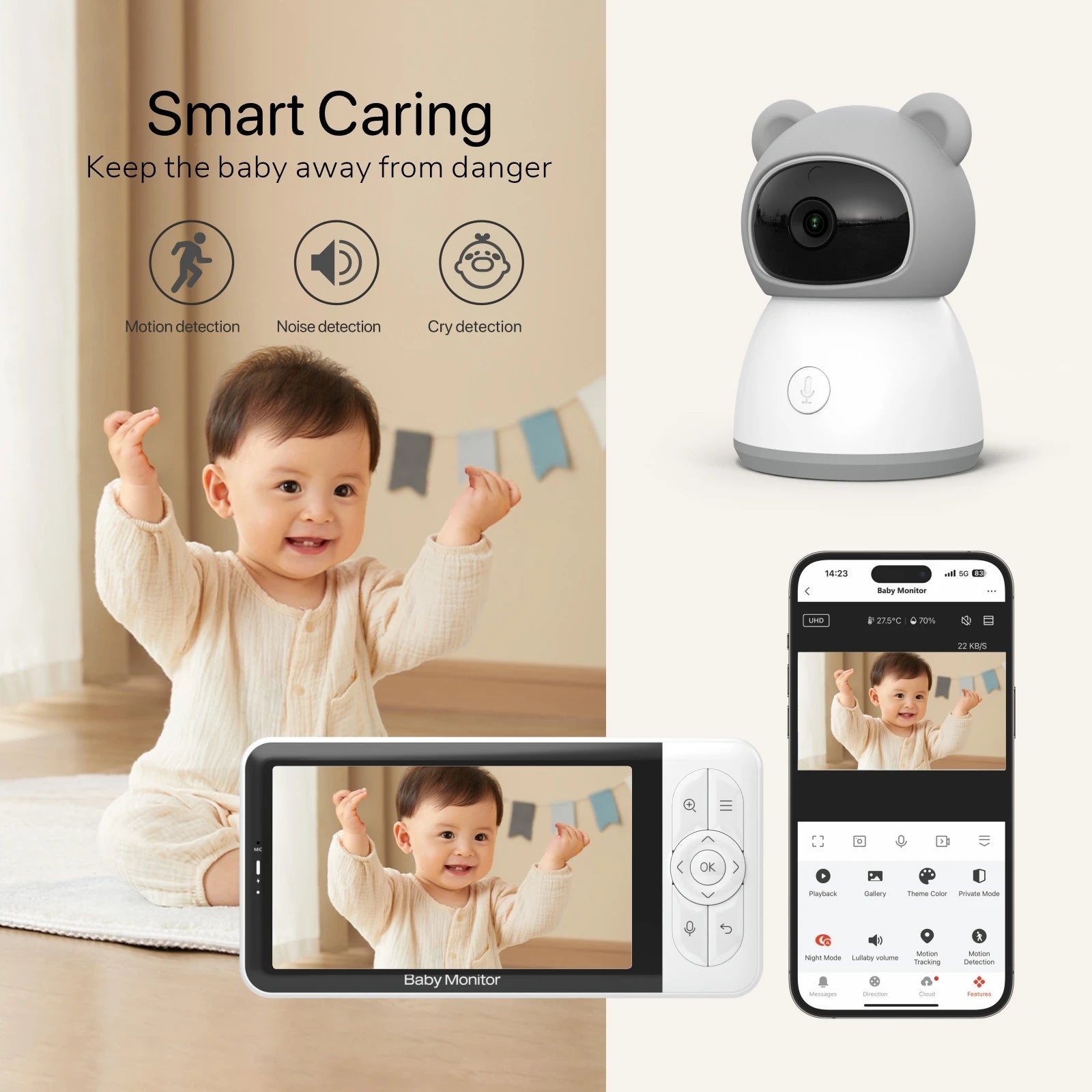 Tuya Baby Monitor — 2K Camera, 5" Display