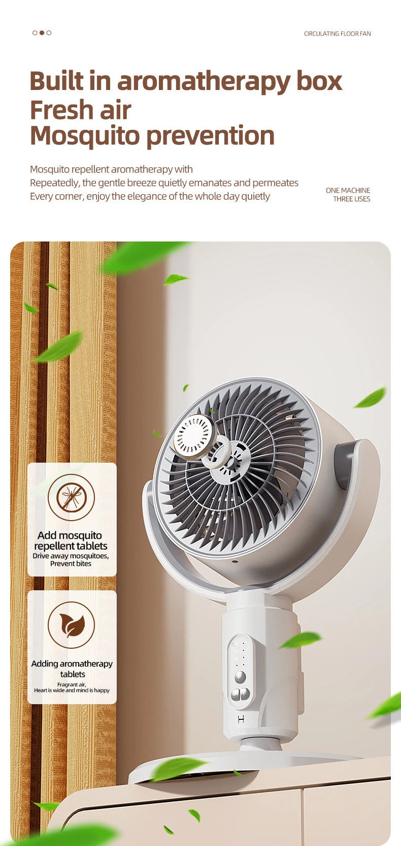 Oscillating Air Fan — 5-Speed, Cordless, Adjustable