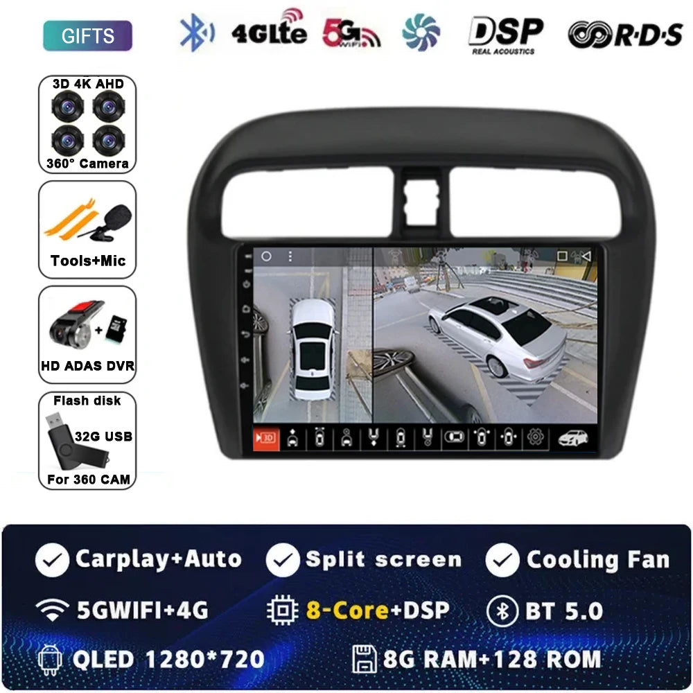 Android 15 Car Radio — Compatible with Mitsubishi Mirage | GPS | Multimedia Screen