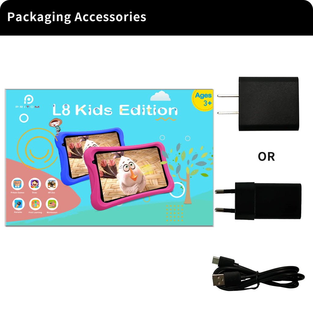 PRITOM Kids Tablet — 64GB, Dual Camera