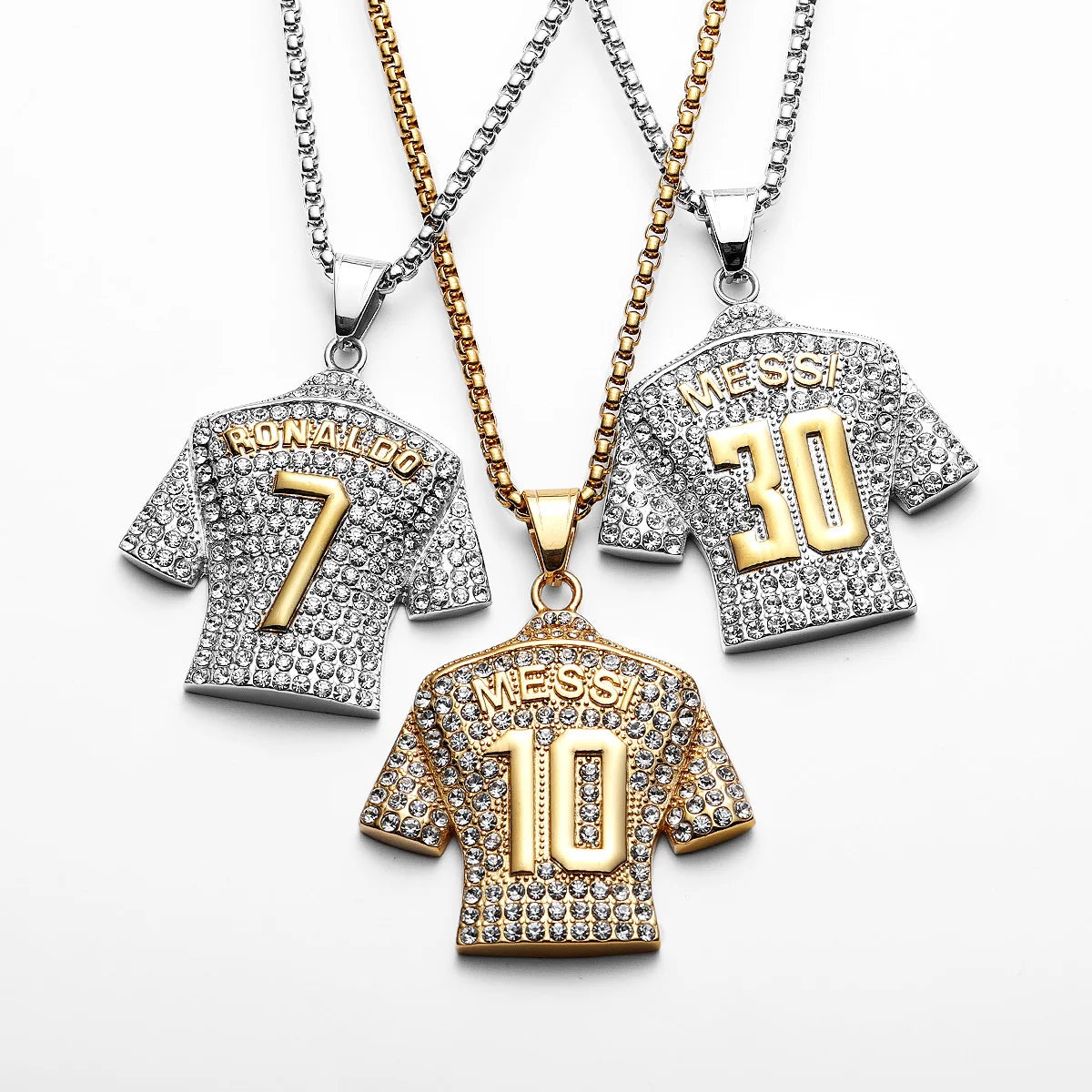 Football Jersey Messi Cristiano Ronaldo Neymar Mbappé Harland Men Necklaces Stainless Steel Pendant Chain Fashion Jewelry Gifts