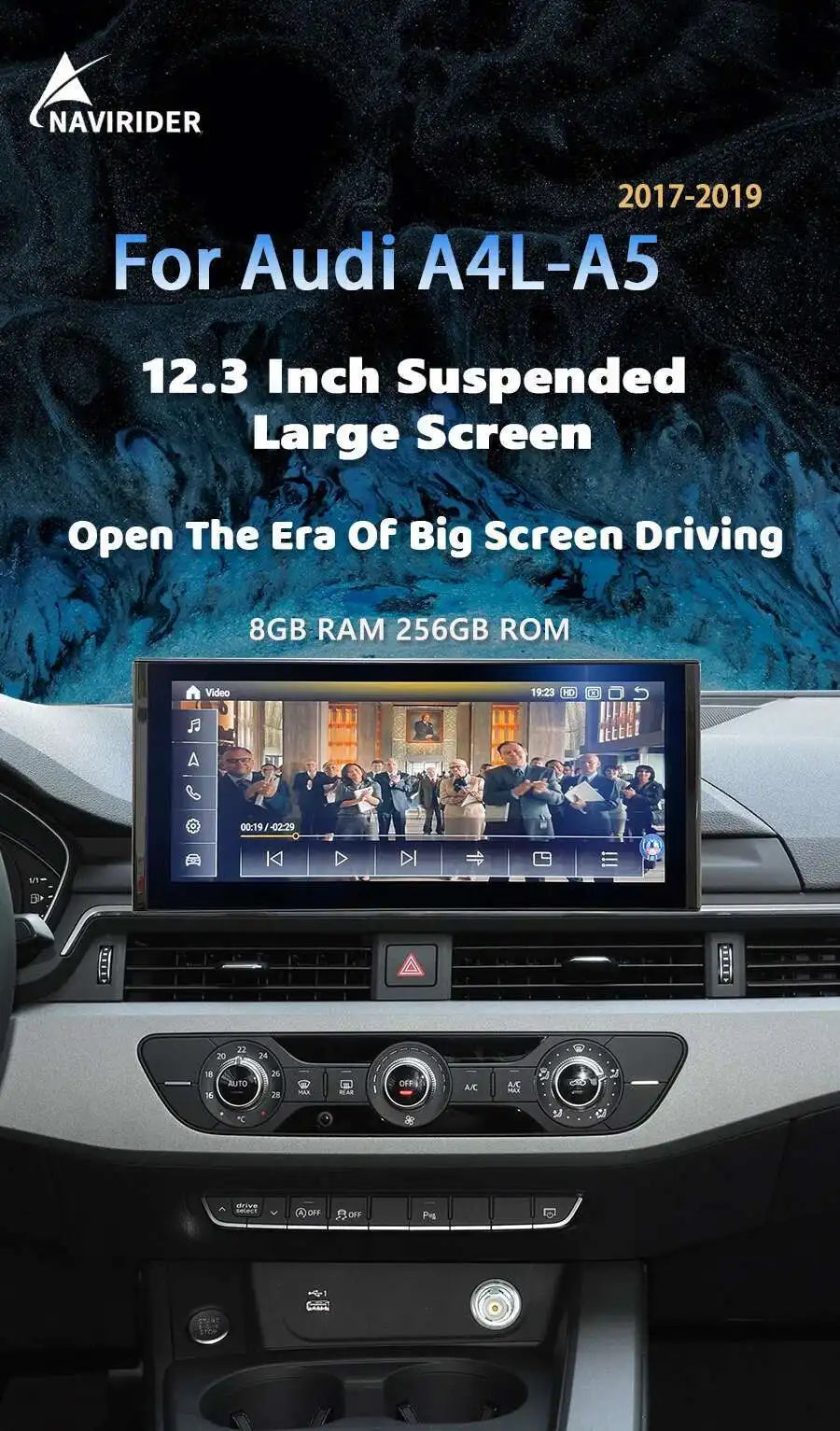 Audi A4/A5 12.3" — Android 13, QLED, CarPlay