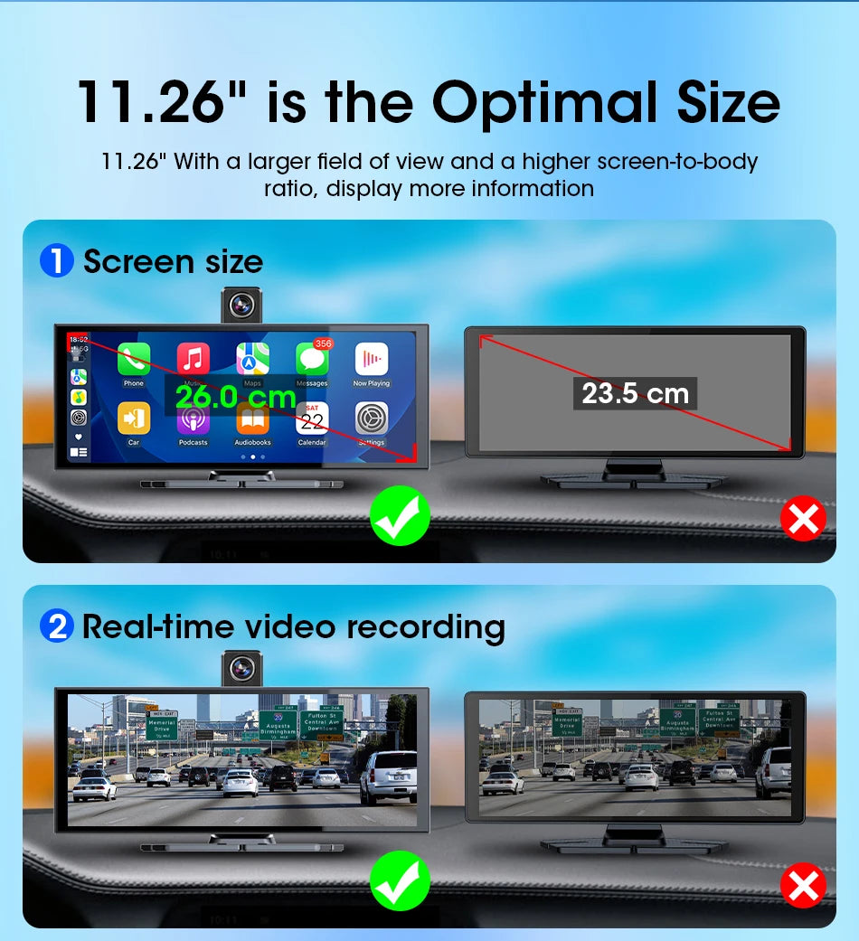 4K Dash Cam — Wireless CarPlay, Dual Lens