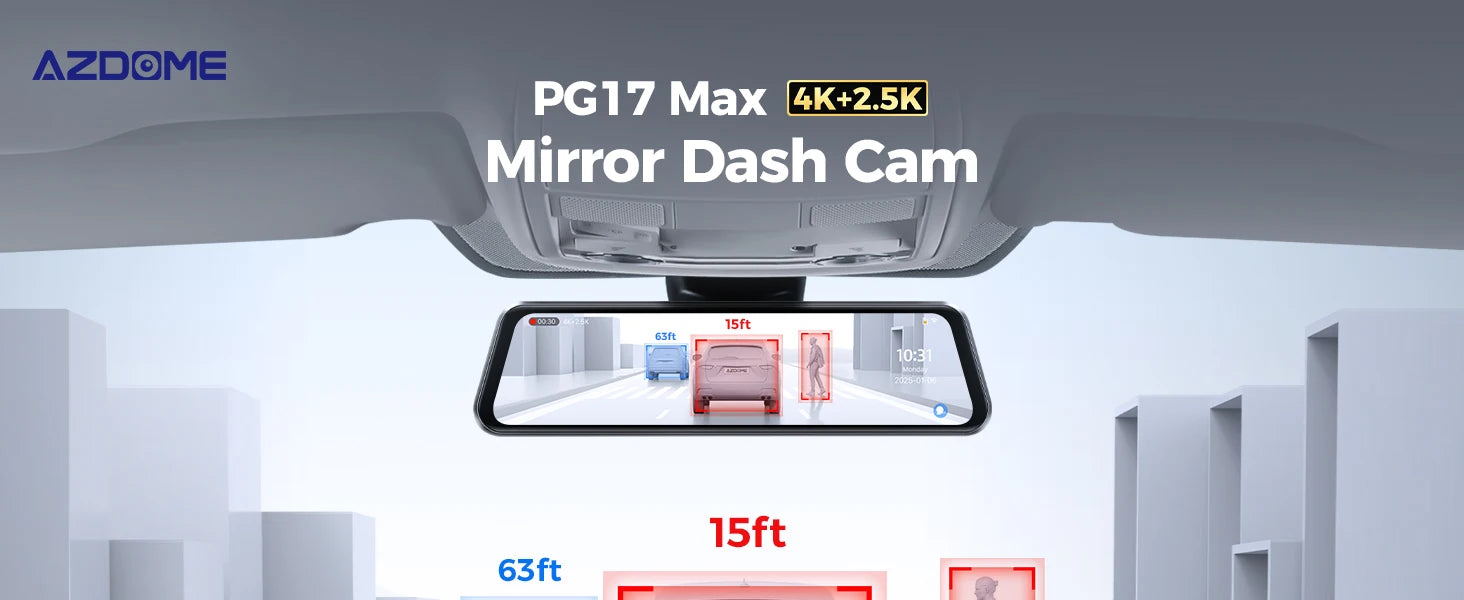 AZDOME PG17 MAX — 4K Dash Cam, GPS, Voice Control