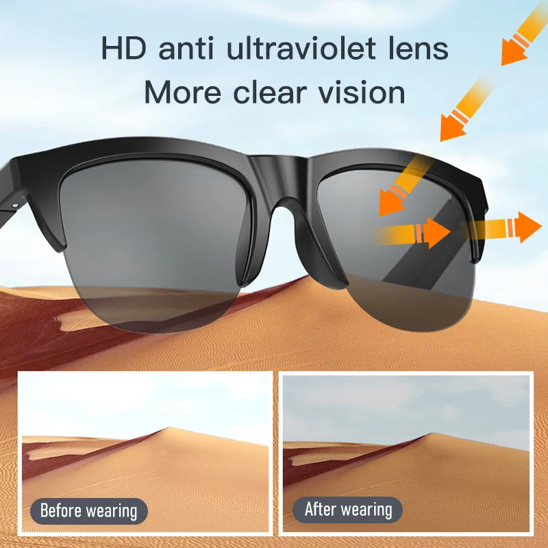 Lunettes de soleil Bluetooth intelligentes — V5.3, audio HIFI, appels, protection UV, hommes et femmes