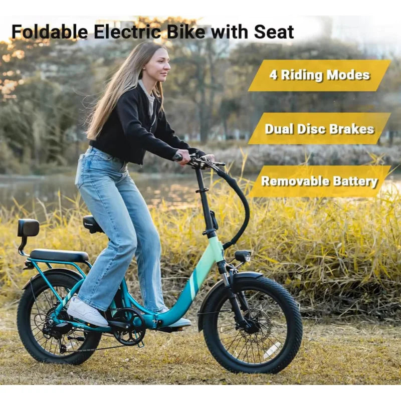 Foldable Parent E-Bike — 1000W, Removable Battery