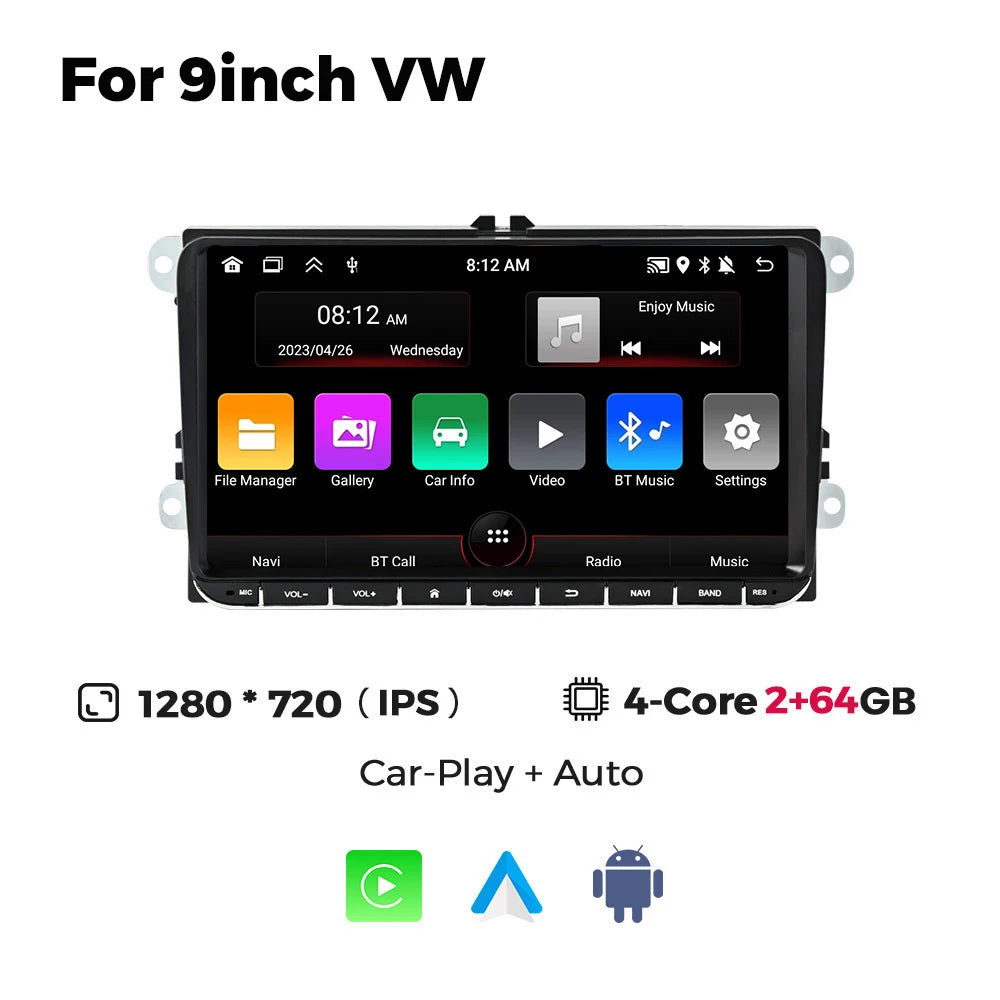 Android 15 Car Radio — Compatible with VW | BT GPS | Car Multimedia