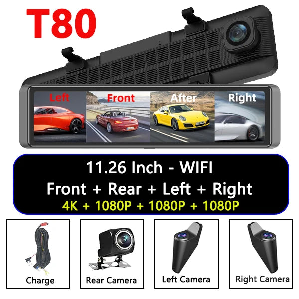 11.26" 4K Dash Cam — BSD, ADAS, Night Vision