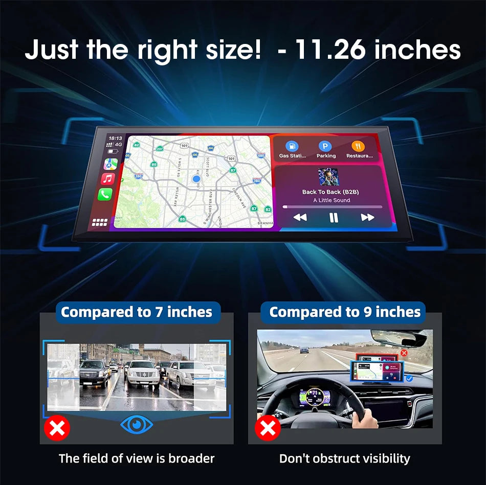 4K Dash Cam — Wireless CarPlay, Dual Lens