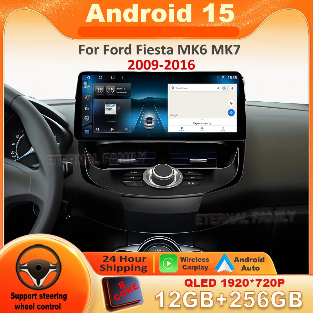 Ford Fiesta 12.3" — Android 15, QLED, 4G