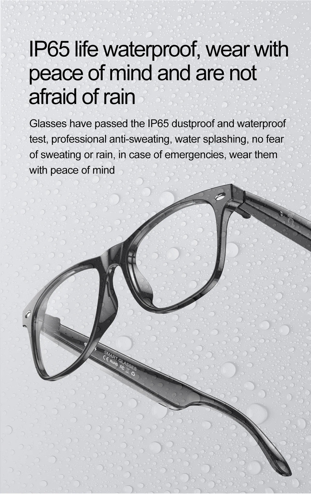 LIGE Smart Glasses – Kabelloses Bluetooth, integriertes Mikrofon, Touch-Steuerung & Übersetzung
