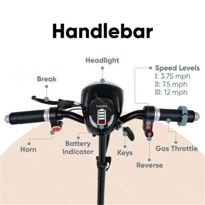 4 Wheel Mobility Scooters for 2 Peoples With Baby Seat 500W 36V 15.6AH  Adults 10 Inch Electric Scooter Dual Motor