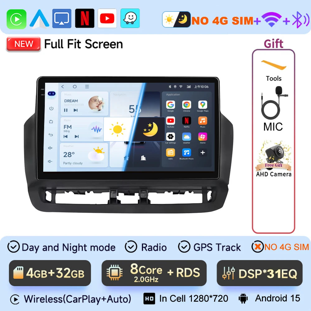 JIUYIN Autoradio 9" Android 15 pour Seat Ibiza 2012-2015 Lecteur Multimédia Vidéo Auto WIFI BT GPS Navigation Écran Stéréo Audio