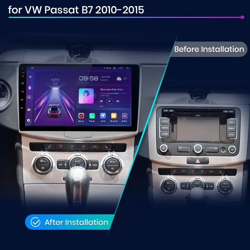 Junsun Wireless CarPlay Radio — VW Passat B6/B7 & CC 2005-2014, Android GPS, WLAN, DSP