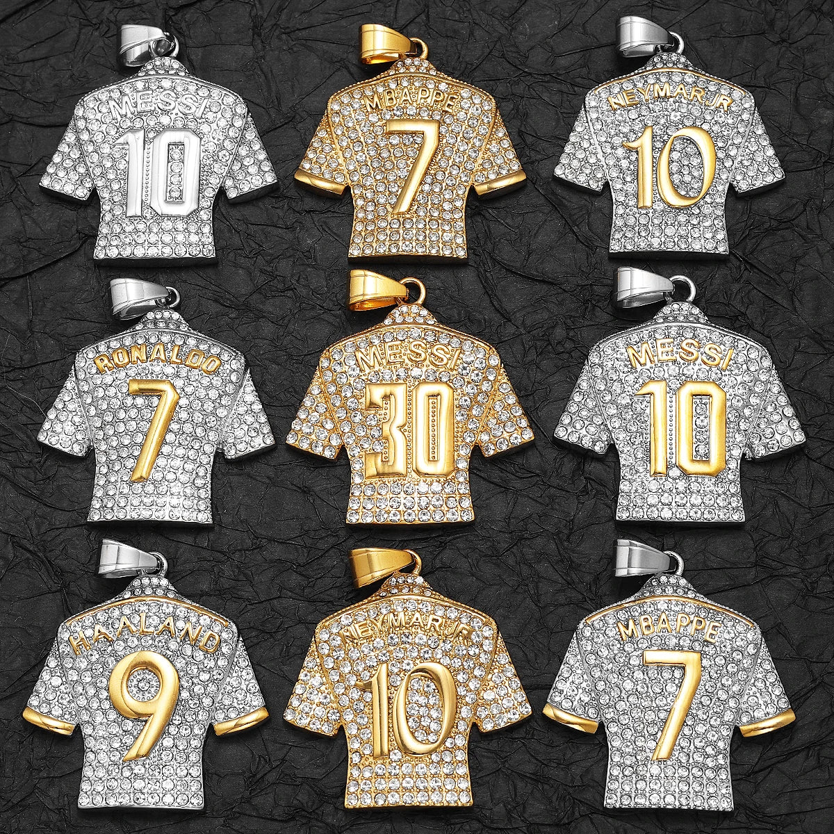 Football Jersey Messi Cristiano Ronaldo Neymar Mbappé Harland Men Necklaces Stainless Steel Pendant Chain Fashion Jewelry Gifts