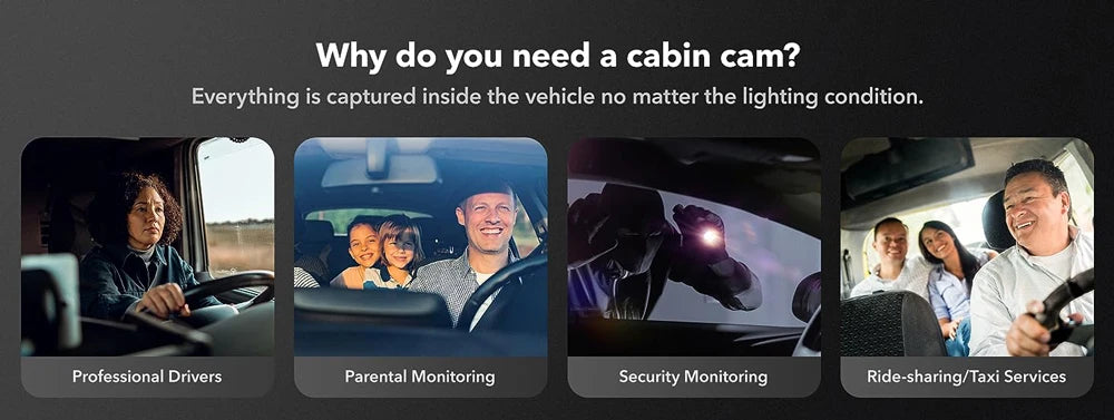 WiFi 3-Channel Dash Cam — 1080P, Cabin Lens