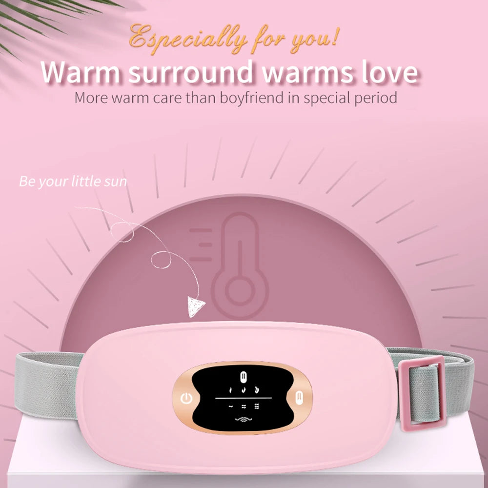 Electric Period Cramp Massager Vibrating Heating Belt for Menstrual Waist Stomach Abdominal Warm Palace Belt