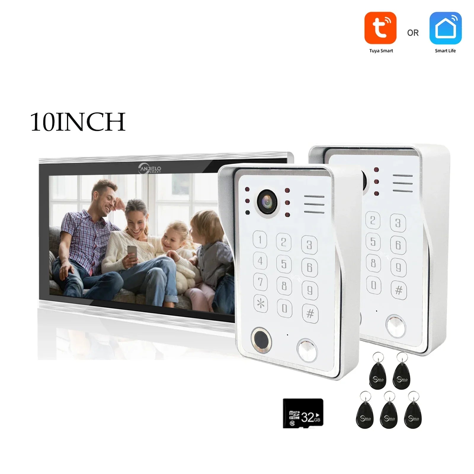 Système de sécurité interphone vidéo avec déverrouillage par empreinte digitale Anjielo tuya 1080P moniteur tactile 7/10 pouces pour villa et maison