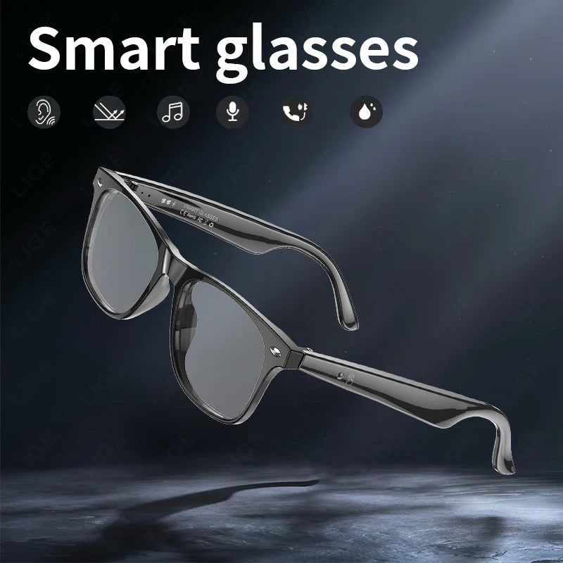 LIGE Smart Glasses – Kabelloses Bluetooth, integriertes Mikrofon, Touch-Steuerung & Übersetzung