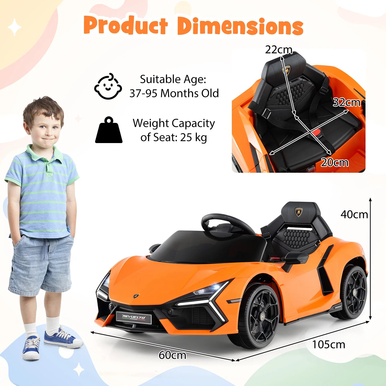 DORTALA 12V Kids Ride on Car Licensed Lamborghini Revuelto Electric Vehicle Kids Gift Christmas Gift