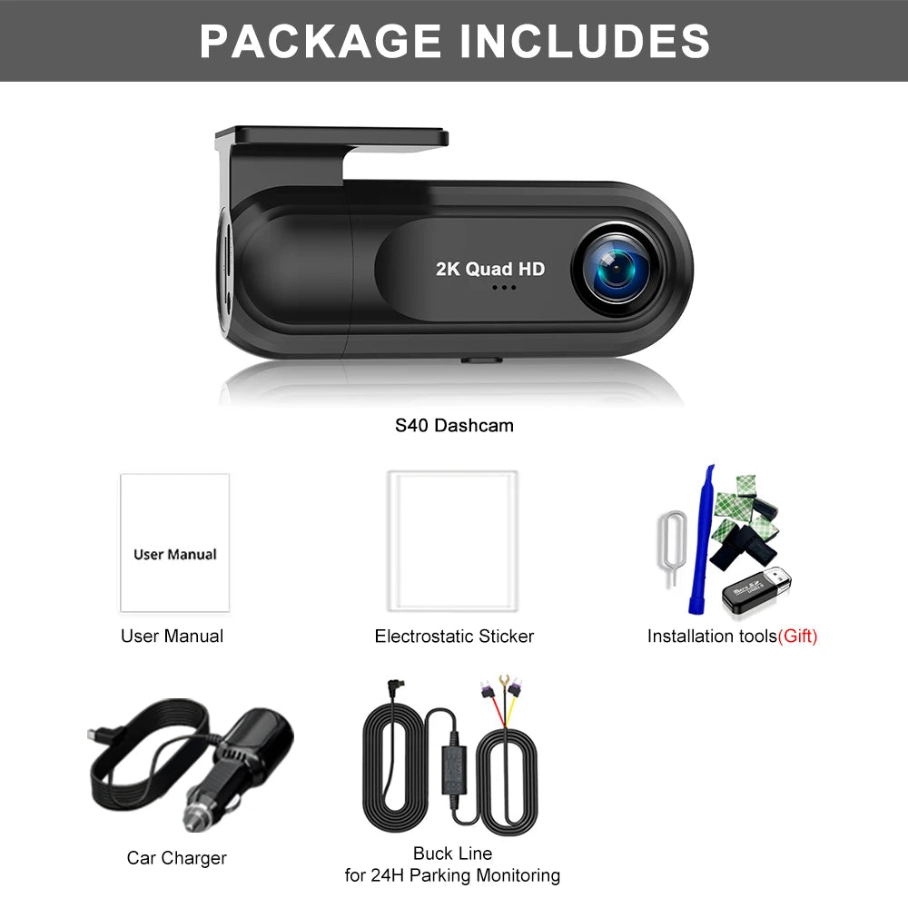 Kocam 2K Dash Cam — WiFi, GPS, Night Vision