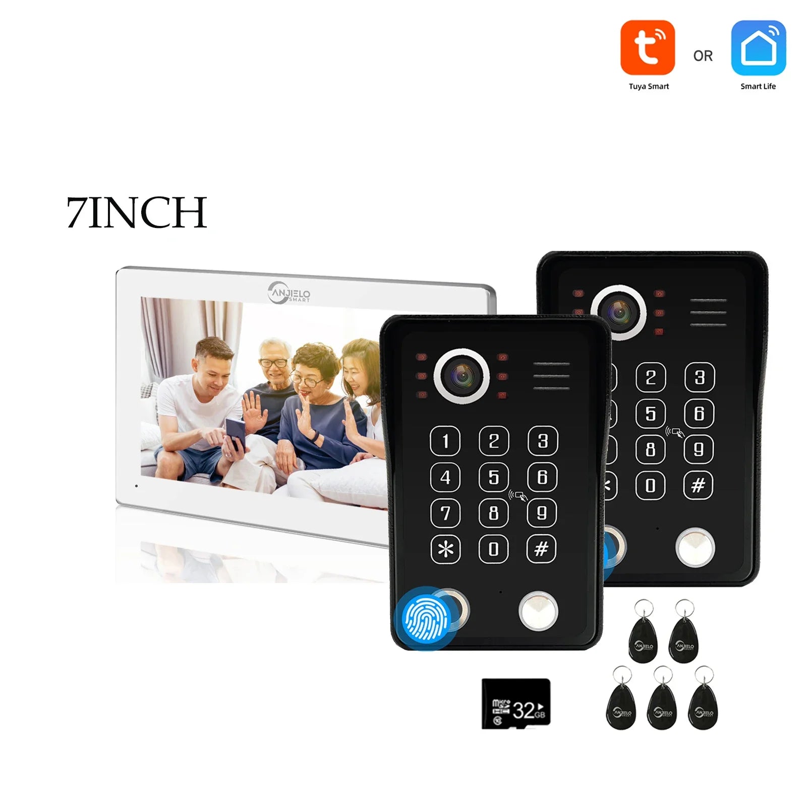 Système de sécurité interphone vidéo avec déverrouillage par empreinte digitale Anjielo tuya 1080P moniteur tactile 7/10 pouces pour villa et maison