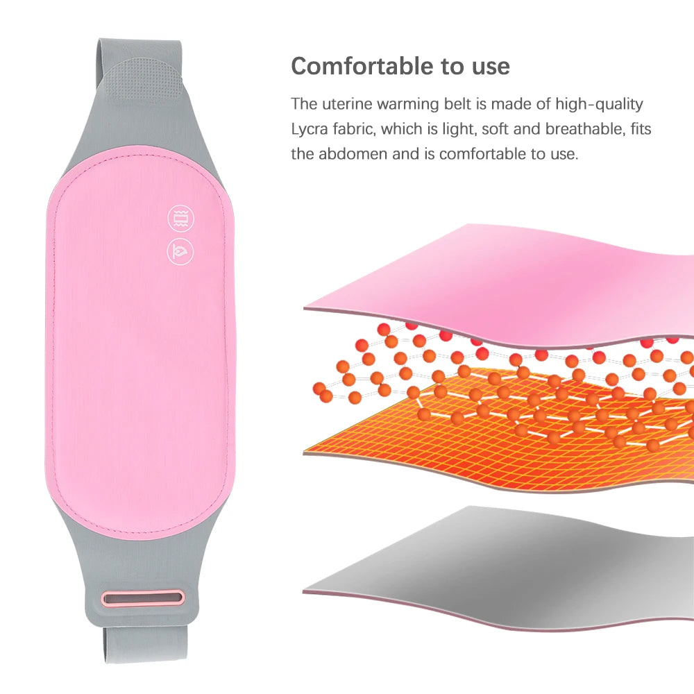 Electric Period Cramp Massager Vibrating Heating Belt for Menstrual Waist Stomach Abdominal Warm Palace Belt