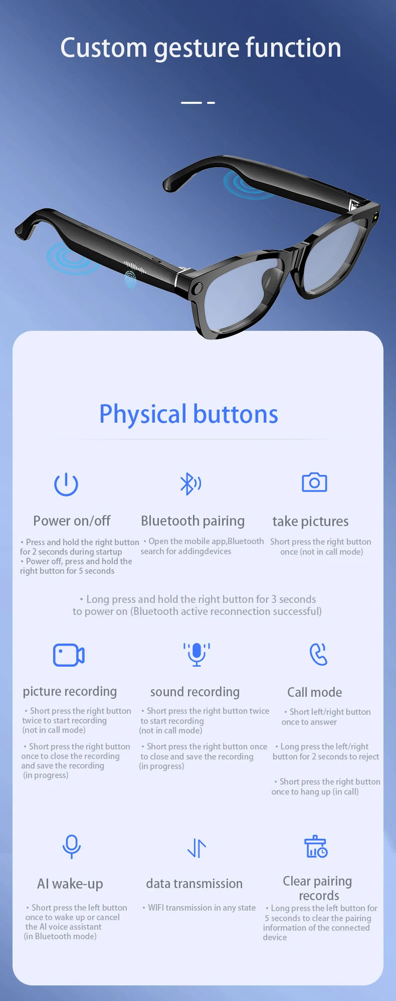 Blackview BV100 Glasses — HD Camera, Noise Cancelling