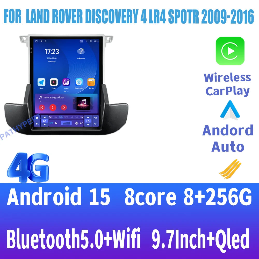 Autoradio Android 15 — Land Rover Discovery 4 LR4 2009-2016, CarPlay, GPS, Wi-Fi 4G