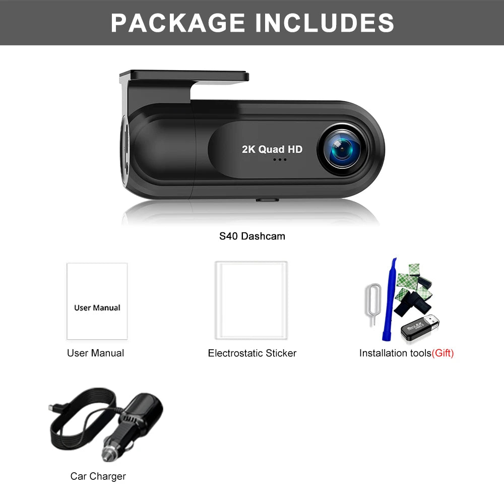 Kocam 2K Dash Cam — WiFi, GPS, Night Vision