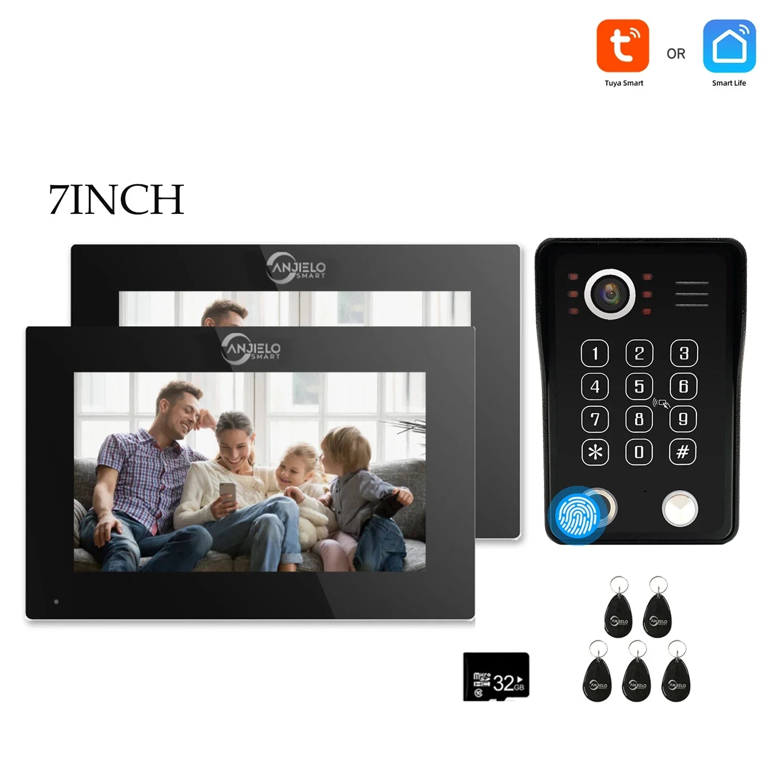 Système de sécurité interphone vidéo avec déverrouillage par empreinte digitale Anjielo tuya 1080P moniteur tactile 7/10 pouces pour villa et maison