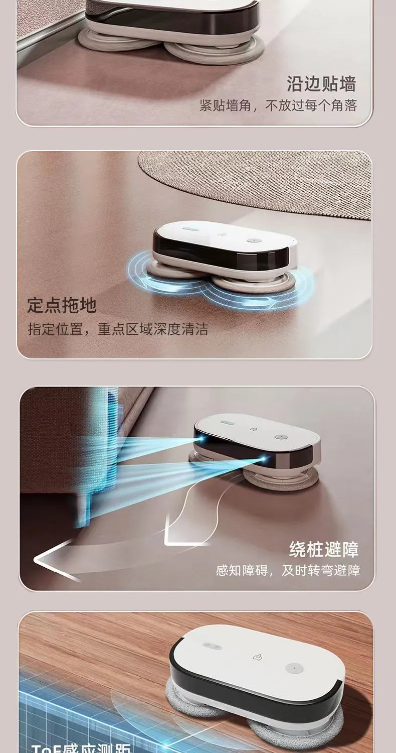 Intelligent Mopping Washing Robot Double Towing Automatic Floor Mop Dust Removal Humidification Machine