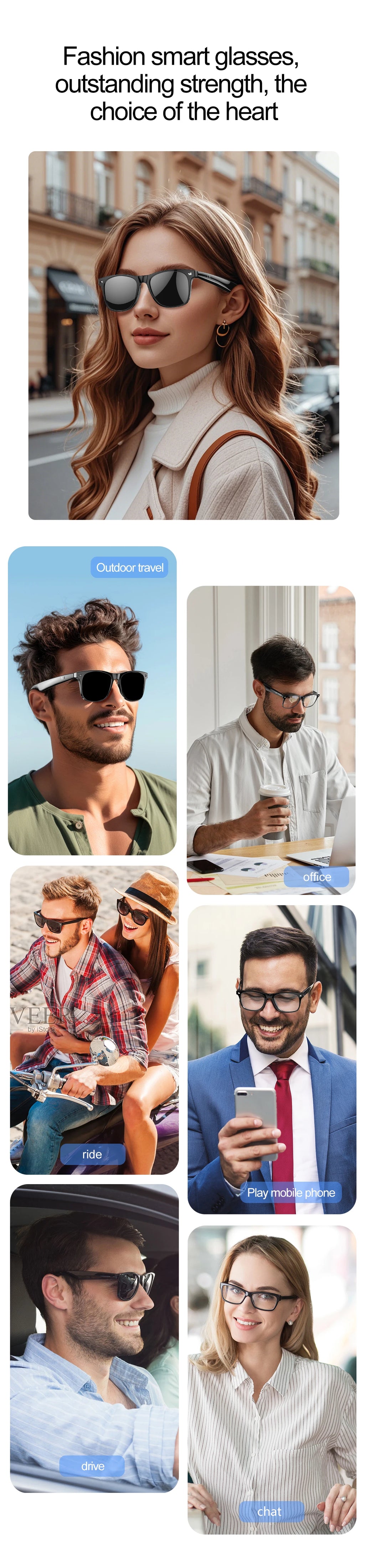 LIGE Smart Glasses – Kabelloses Bluetooth, integriertes Mikrofon, Touch-Steuerung & Übersetzung