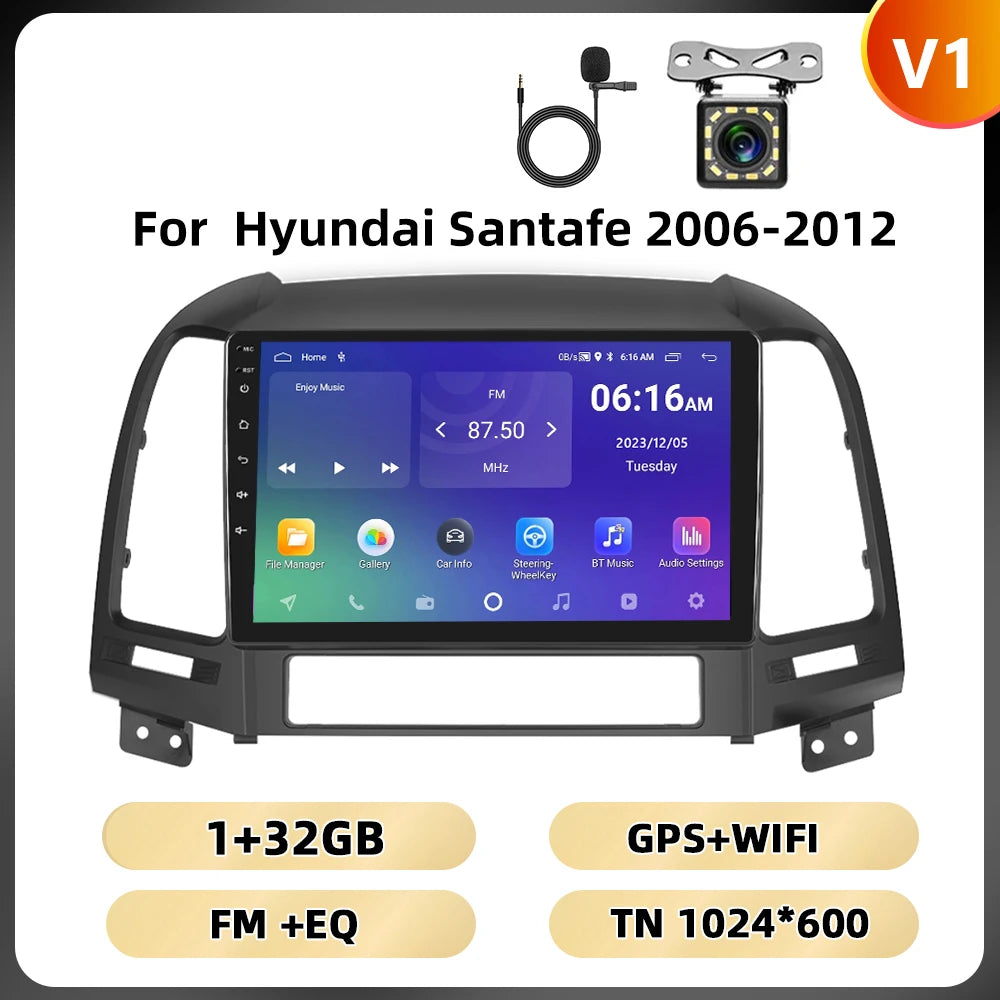 Podofo Hyundai Santa Fe — 8+128G, CarPlay, 4G